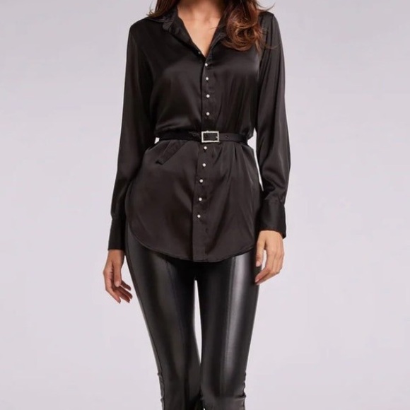 Generation Love Zinnia Belted Black Pearl Buttons Shirt - Picture 1 of 8